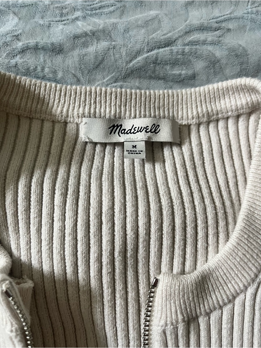 Madewell Cream Ribbed Zip-Front Cardigan - Picture 2 of 4